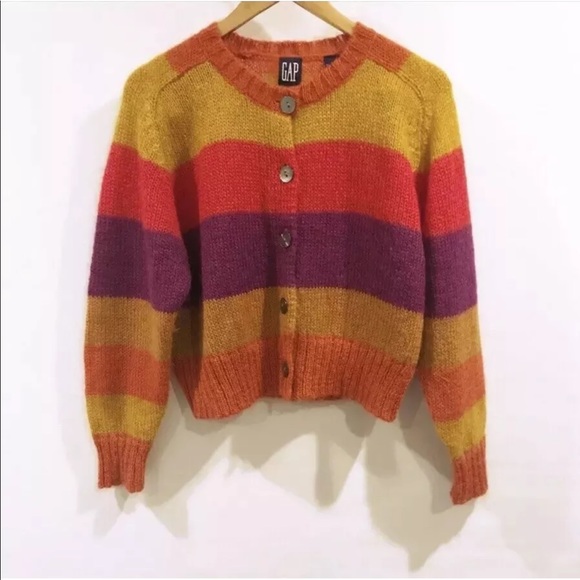 GAP Sweaters - Gap | Vintage Rainbow Striped Sweater Cardigan S